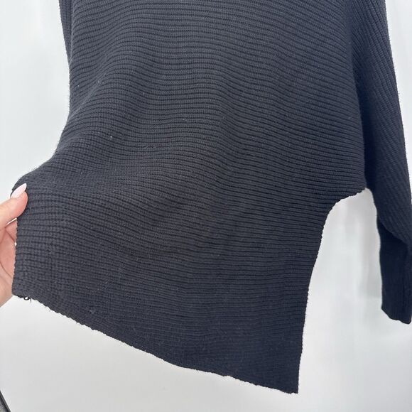 Express Outlet Black Chunky Knit Boat Neck Sweater Asymmetrical Size Medium - Picture 5 of 10